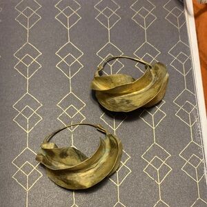 African Fulani earrings,medium sized,brass.
